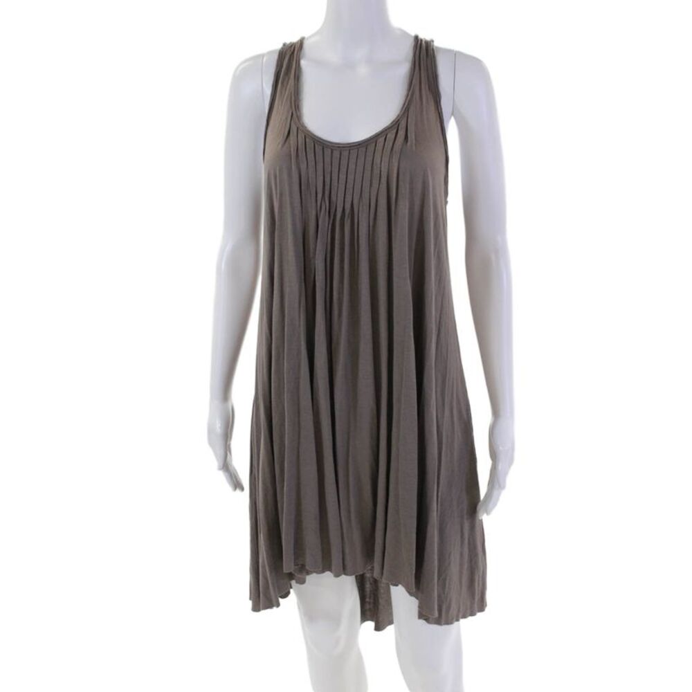 Alldressedup Womens Sleeveless Scoop Neck Knit Shift Dress Brown Size Small
